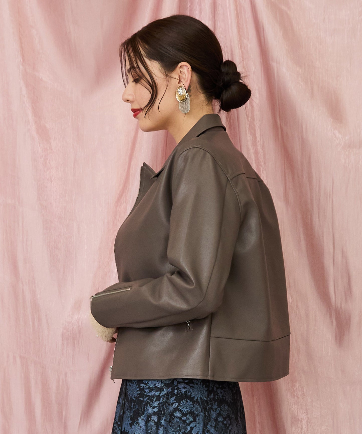 23-5546【FONT LAB】フェイクレザーライダースブルゾン