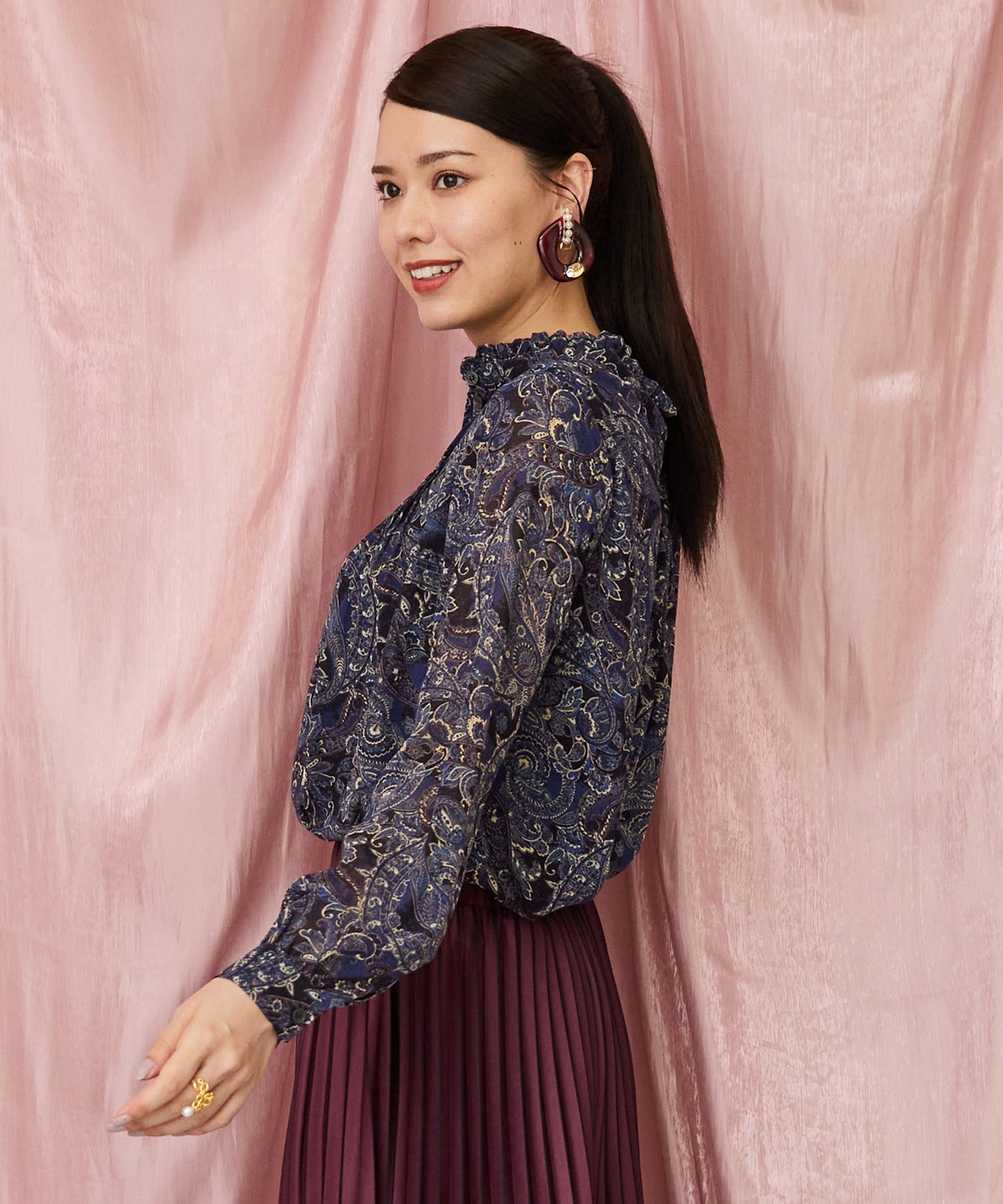 01-5917【ARTLOVE】ペイズリーピンタックブラウス