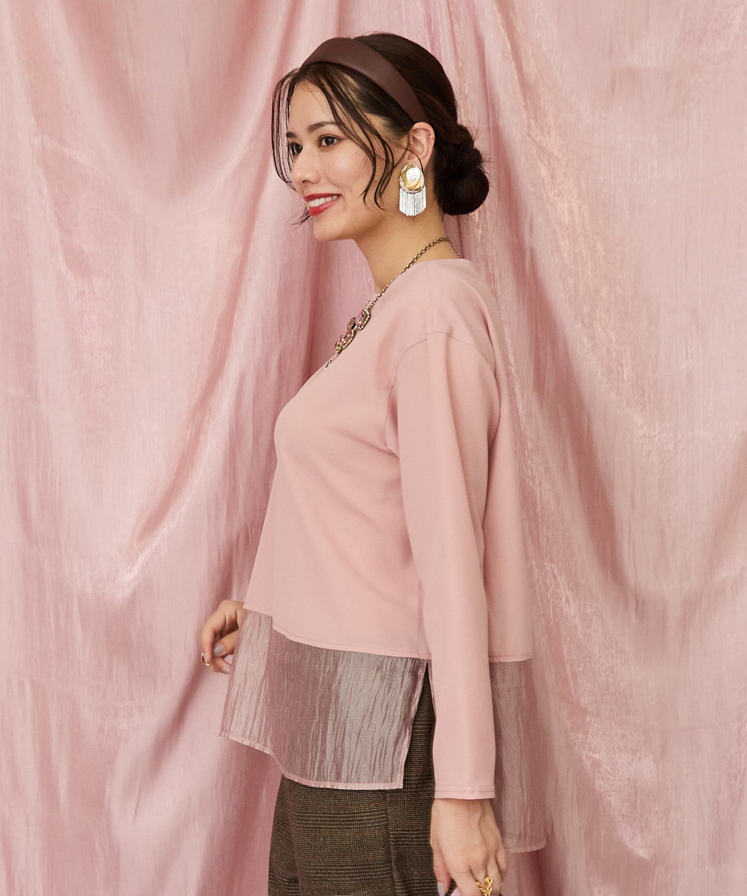 01-1342【JETSET SOLO PLUS】2WAYジョーゼットオーガンジーコンビブラウス