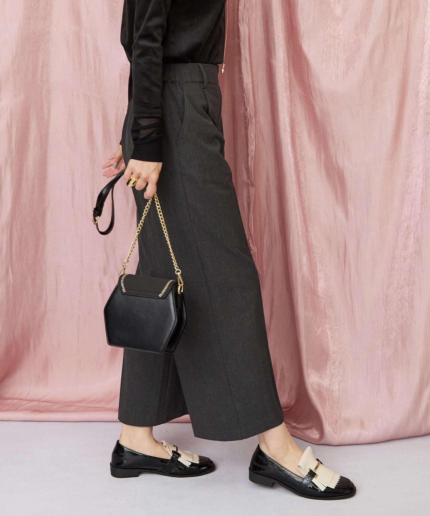 12-1892【JETSET SOLO PLUS】2WAYピーチツイルワイドパンツ