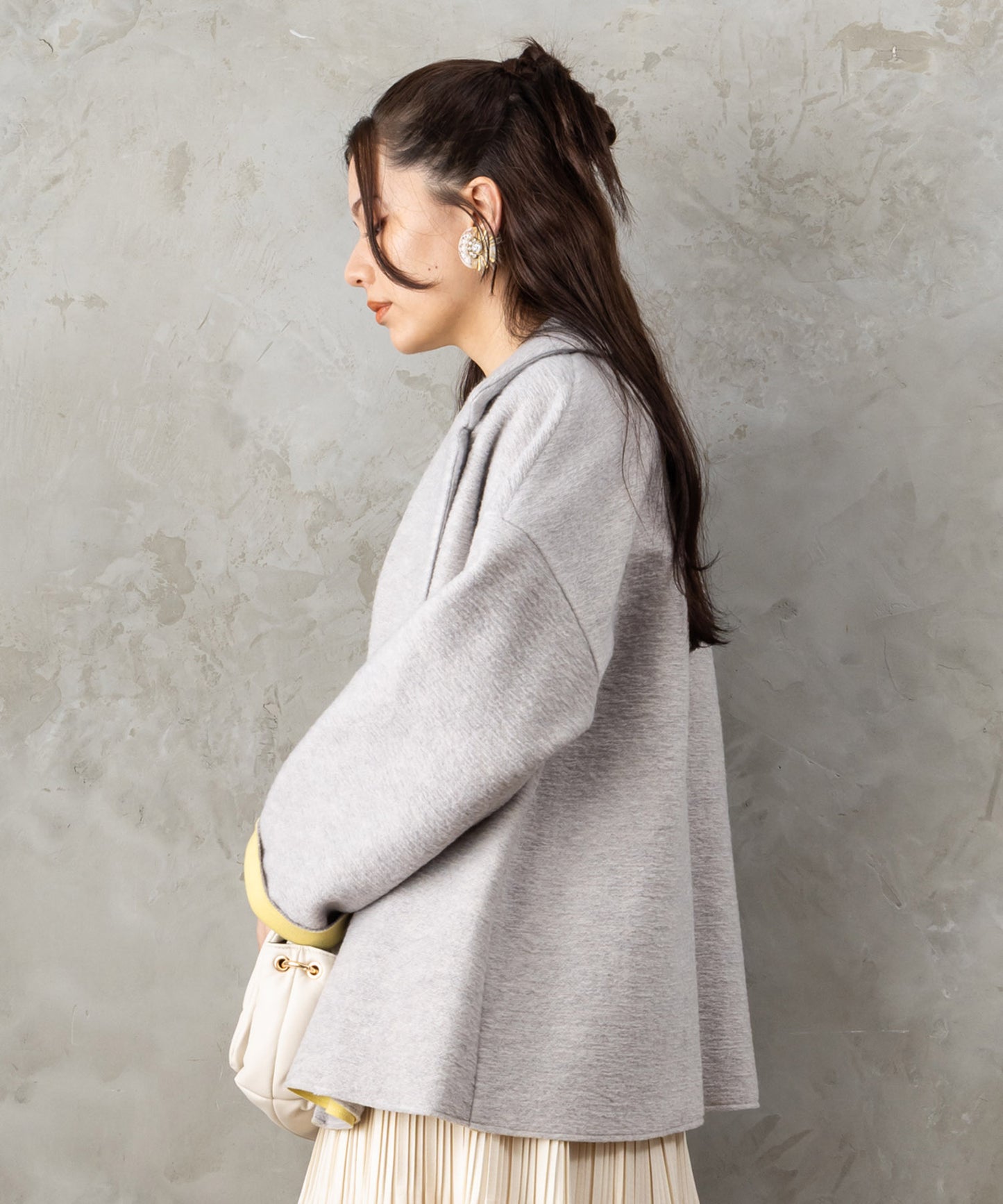 【JETSET SOLO PLUS】LANIFICIO BECAGLIバイカラーボンディングハーフコート