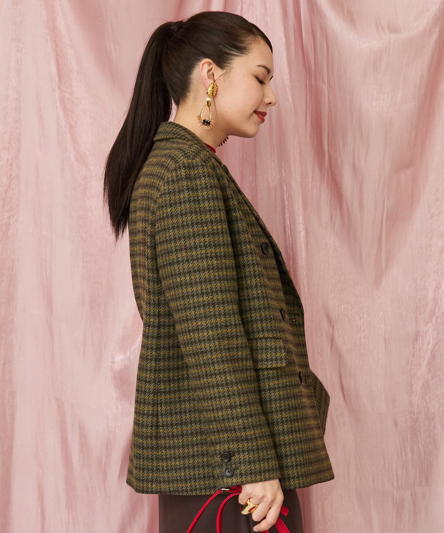 レディース チェック柄 Wブレスト ジャケット｜JETSET SOLO PLUS