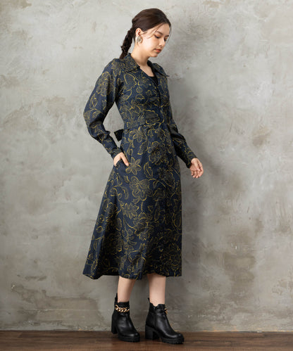 30-6345【WILD PONY】ドットラインフラワーシャツワンピース