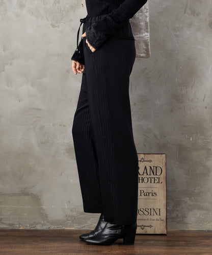 12-1898【JETSET SOLO PLUS】ラメピンストライプイージーパンツ