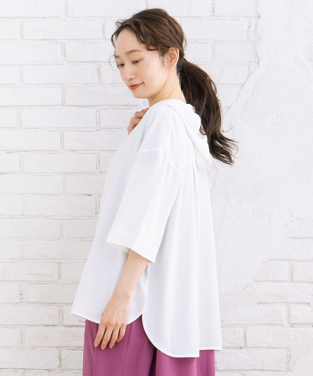 23-5475　【COOL・UV・防シワ】スムースジョーゼットフーディブルゾン【先行予約】