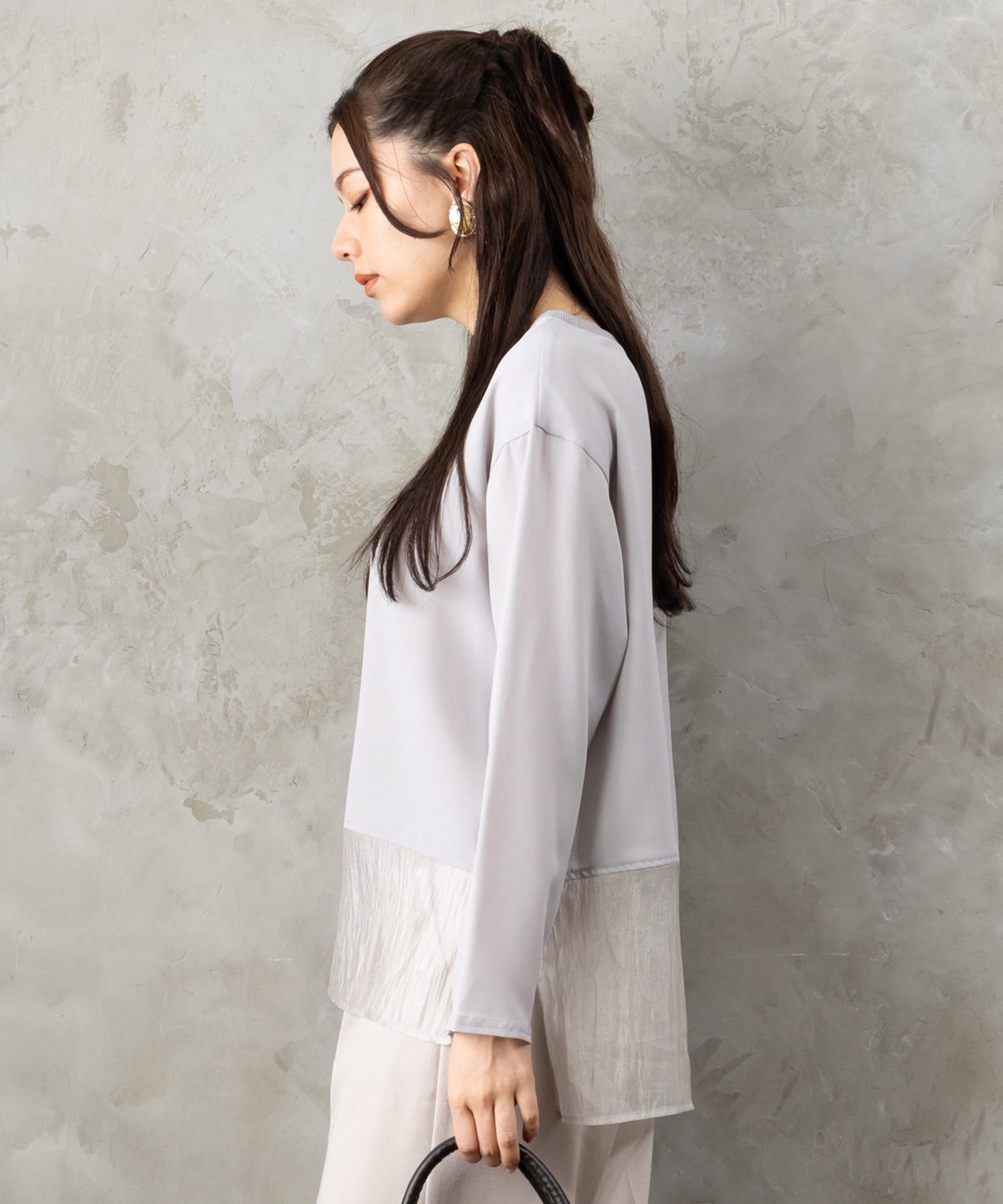 01-1342【JETSET SOLO PLUS】2WAYジョーゼットオーガンジーコンビブラウス