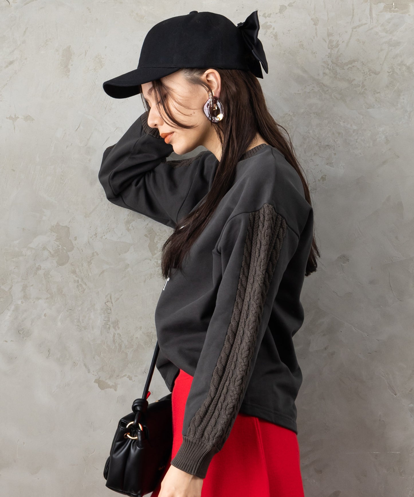 61-5855【FONT LAB】ケーブルコンビロゴスウェット