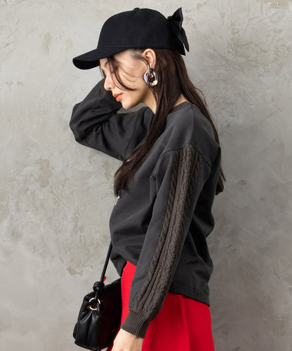 61-5855【FONT LAB】ケーブルコンビロゴスウェット