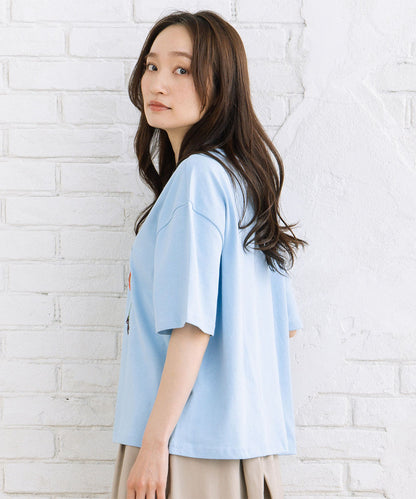 NUMPH オーガニックコットンフラワーエンブロイダリーTシャツ