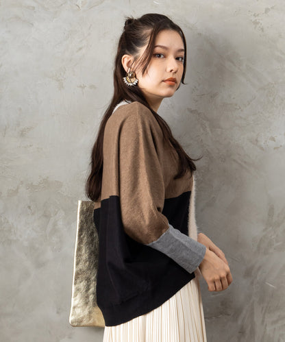 【FONT LAB】シャギーコンビカラーブロックニット