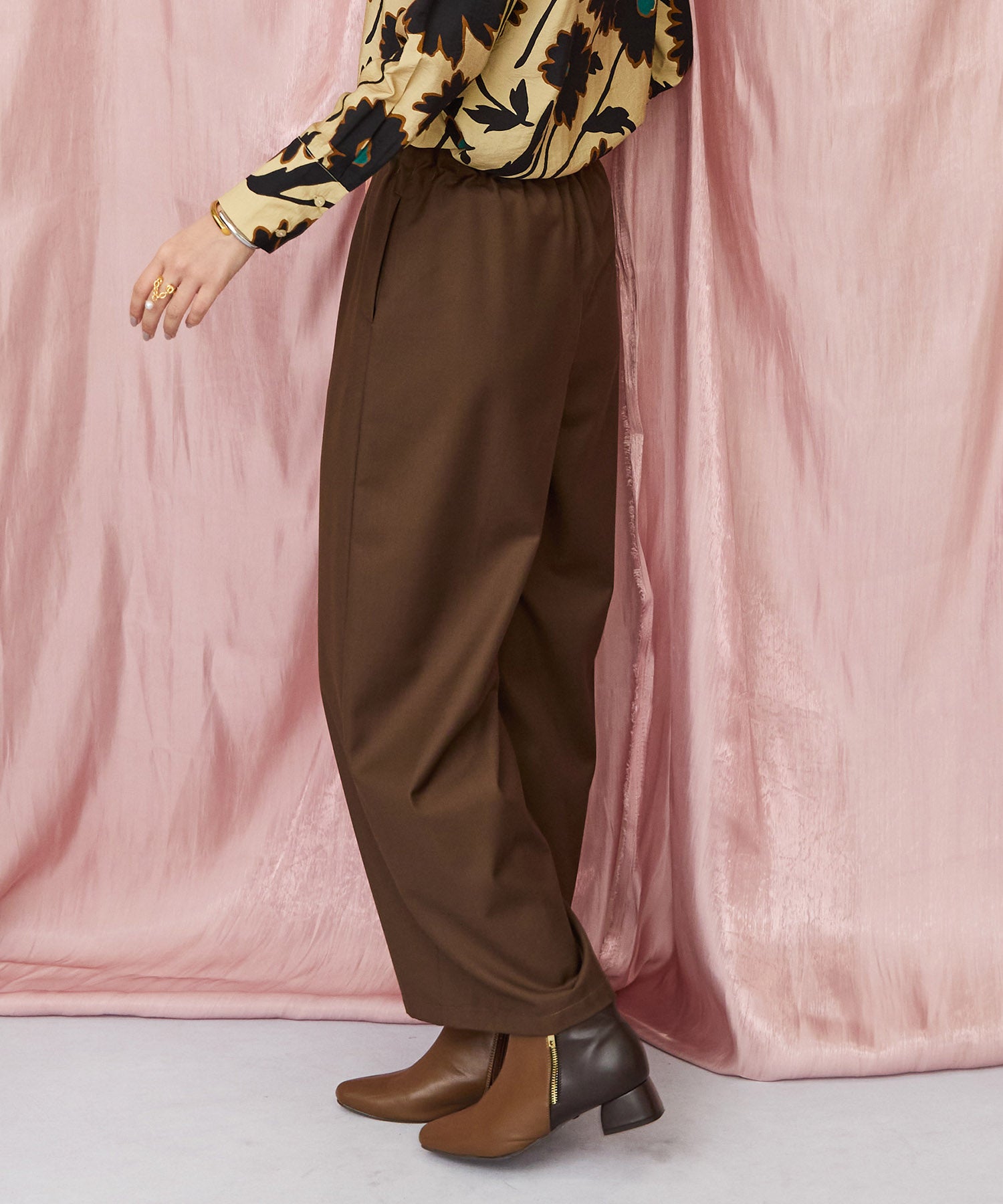 12-5890【FONT LAB】ウエストタックワイドパンツ