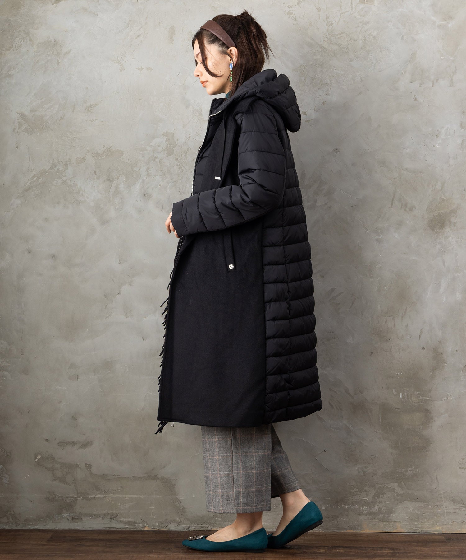 【BSB】フリンジデザイン異素材コンビコート