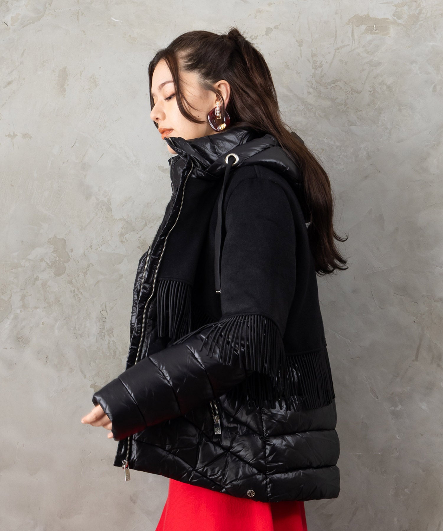 【BSB】異素材コンビ中綿ミドルコート