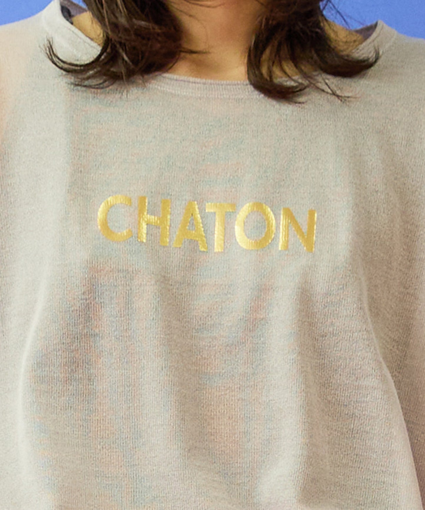 【FONT LAB】メタリックロゴシアーニット