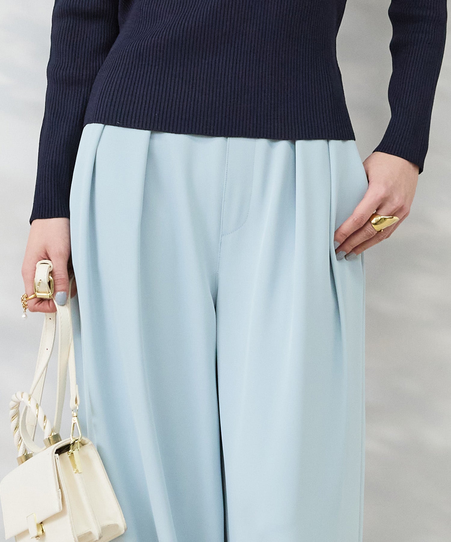 【JETSET SOLO PLUS】ソフトドレープツイルフレアワイドパンツ