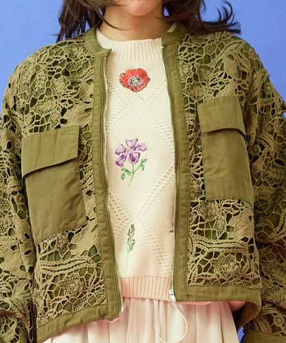 【FONT LAB】ボタニカルレースドロストヘムブルゾン