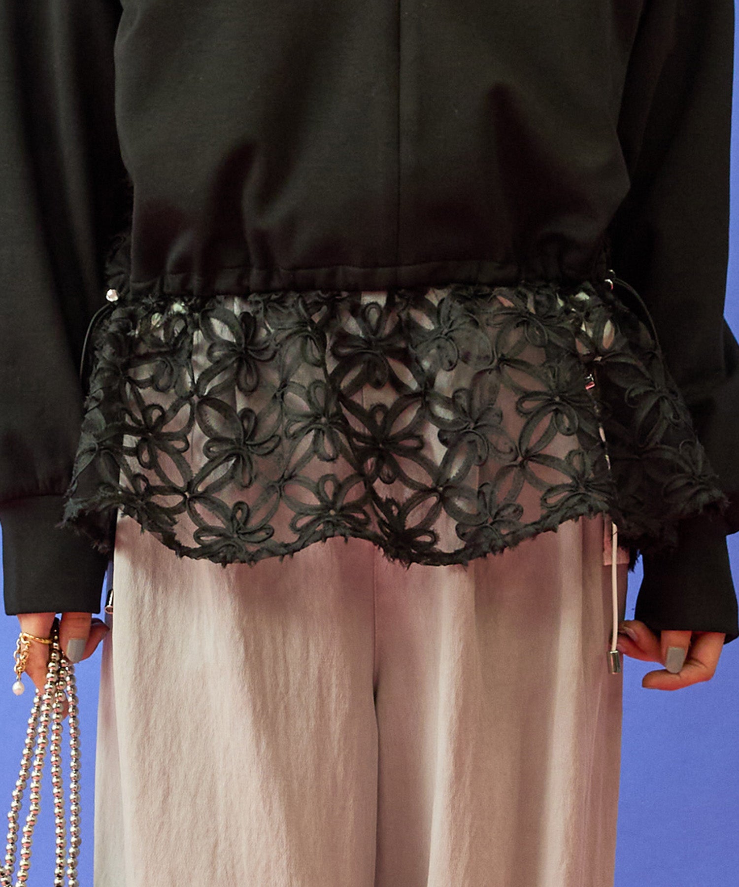 【FONT LAB】チュール刺繍コンビ2WAYトップス