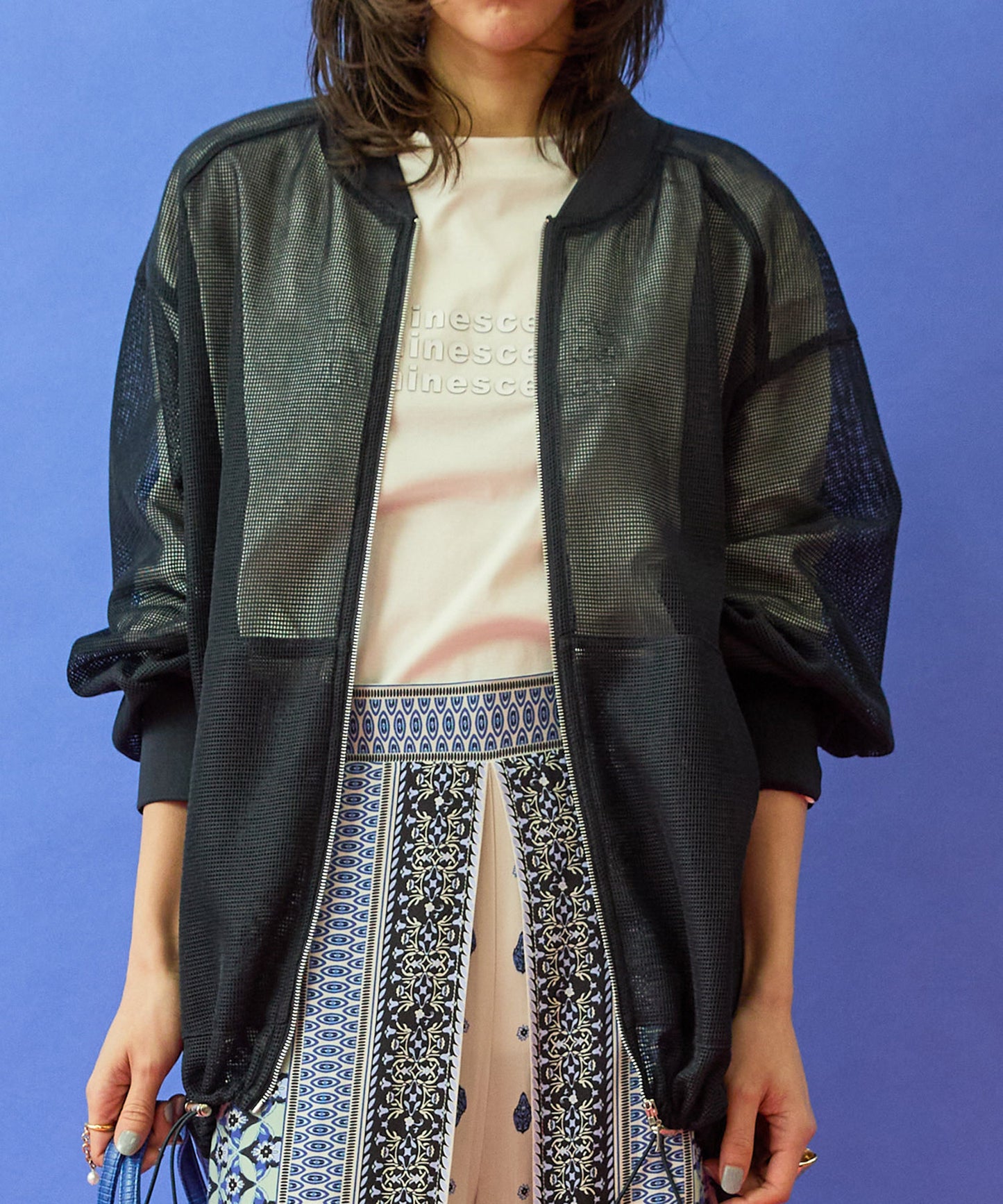 【FONT LAB】メッシュ異素材コンビチュニックMA-1