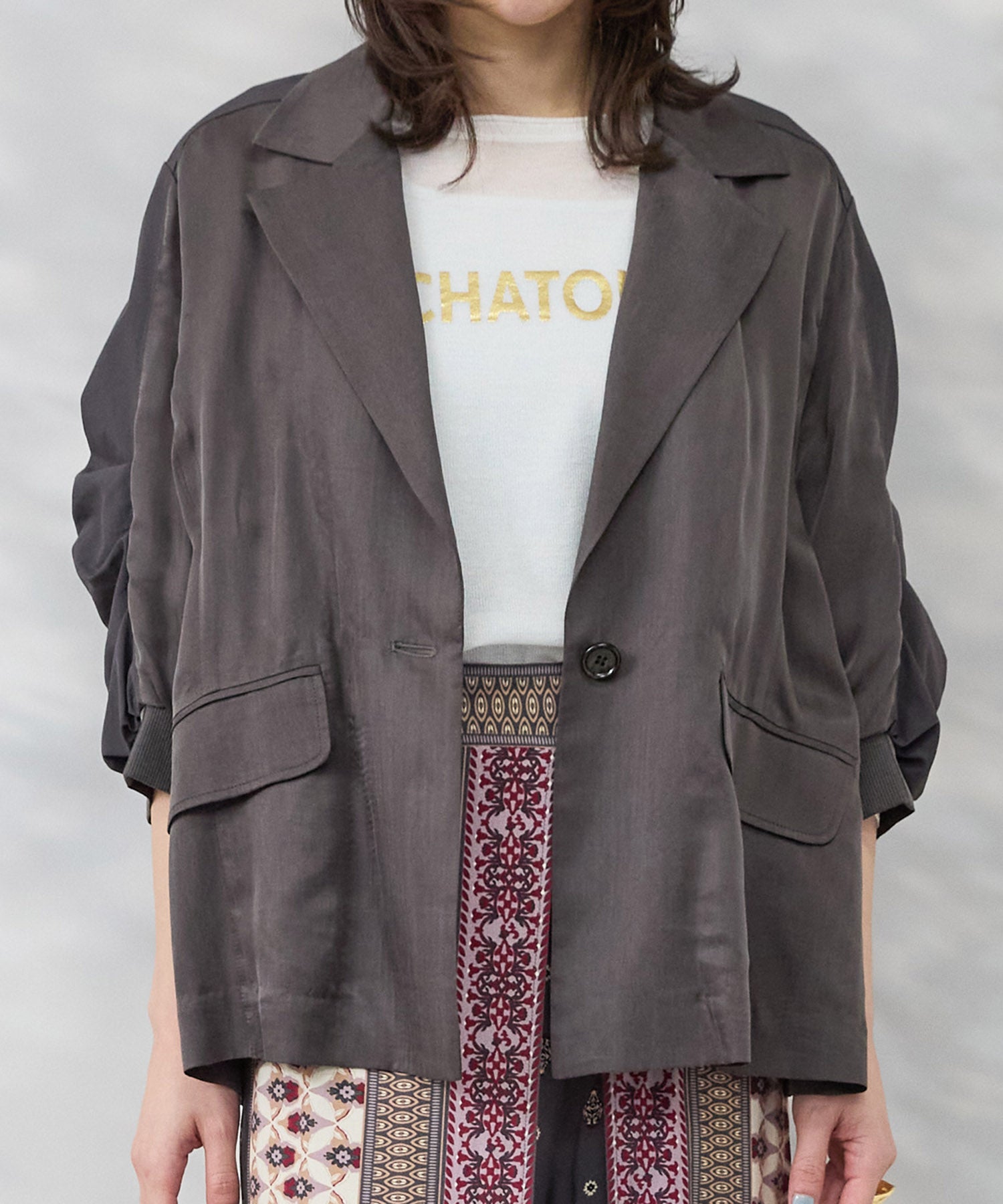 【FONT LAB】キュプラフィブリルギャザースリーブジャケット