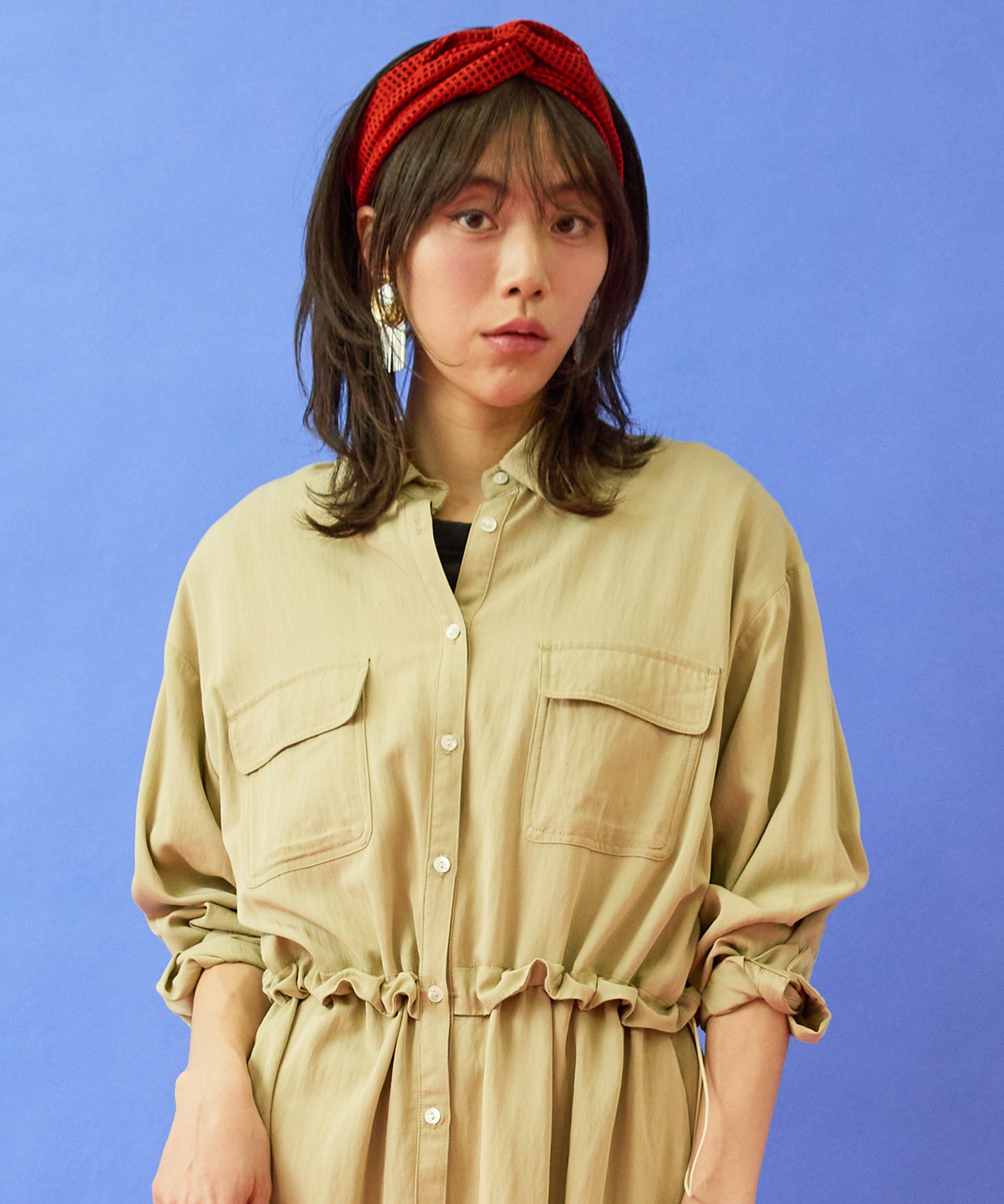 【JETSET SOLO PLUS】ウエストドロストシャツワンピース