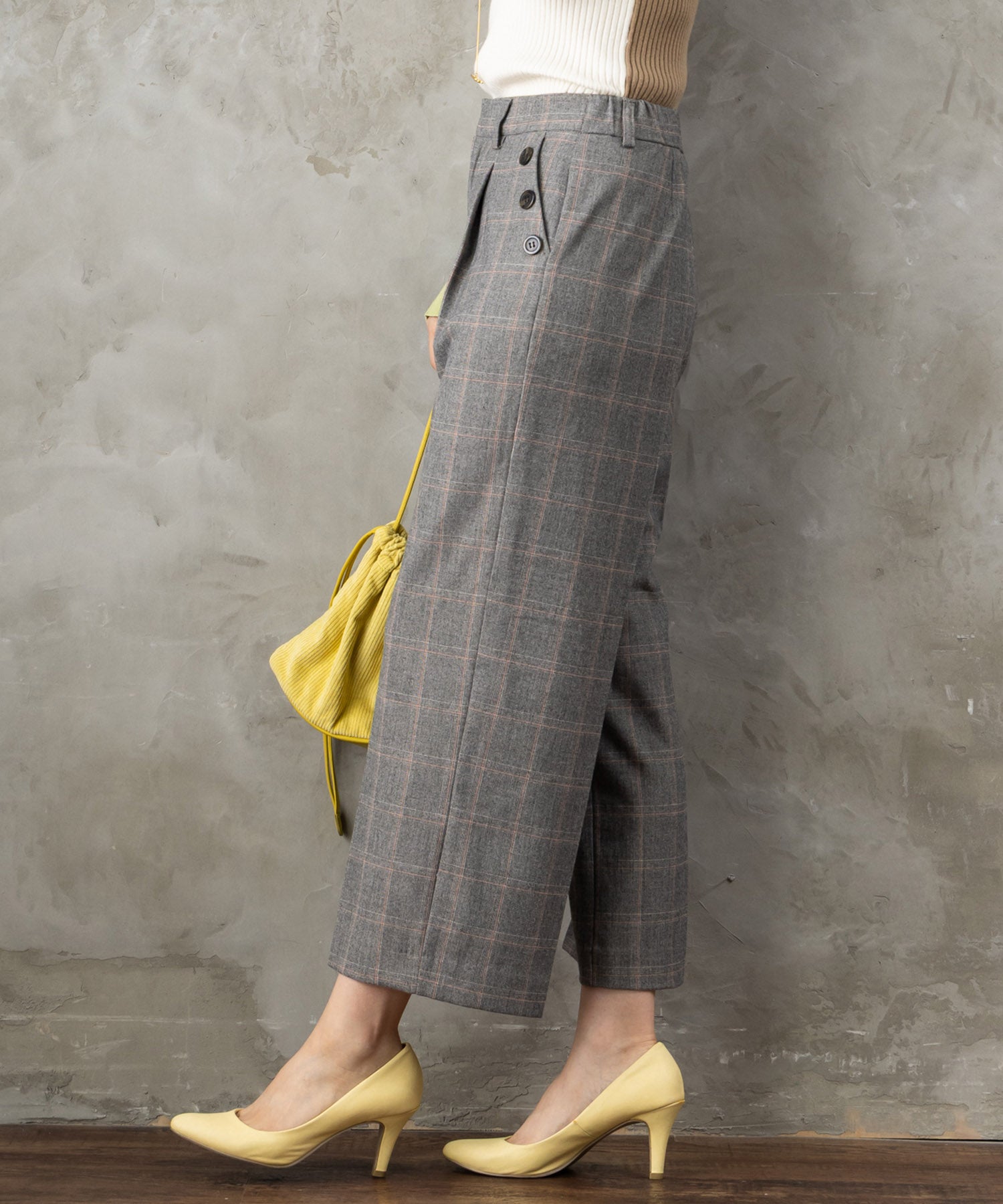 【JETSET SOLO PLUS】両面起毛ポケット釦ワイドパンツ