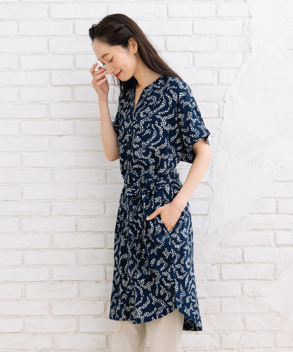 KAFFE レースプリントワンピース