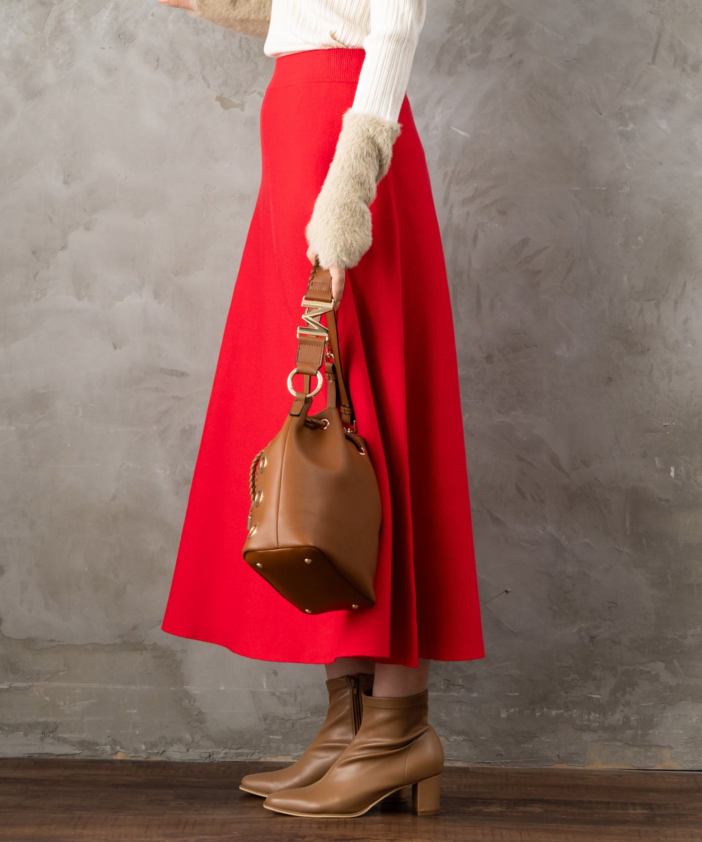 14-5887【FONT LAB】ミラノリブニットフレアスカート