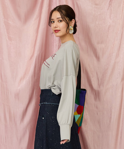 61-5847【FONT LAB】フロッキーロゴシルケットロングTシャツ