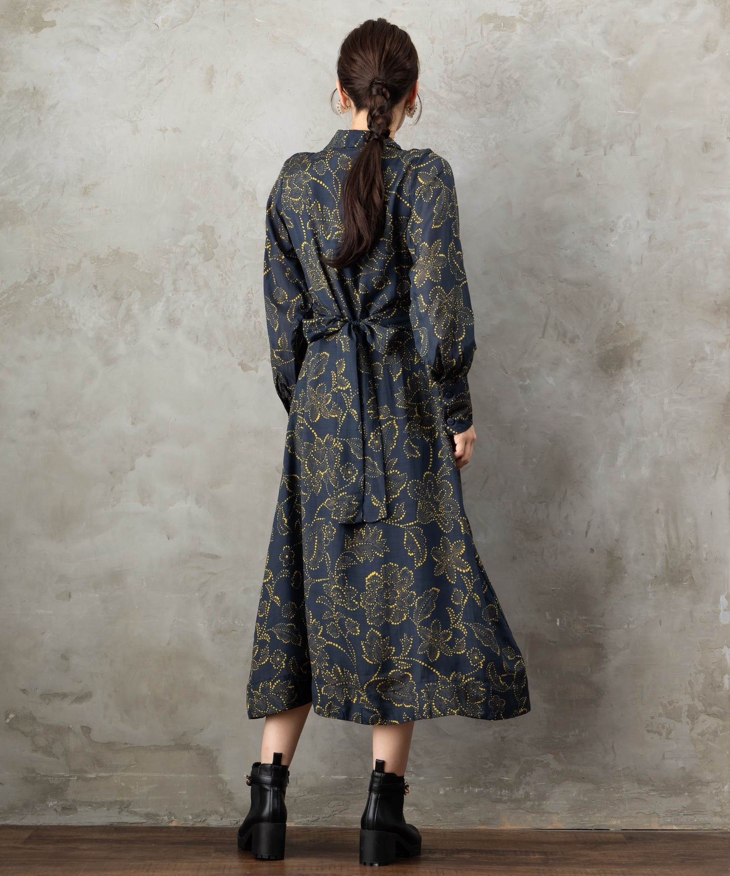 30-6345【WILD PONY】ドットラインフラワーシャツワンピース