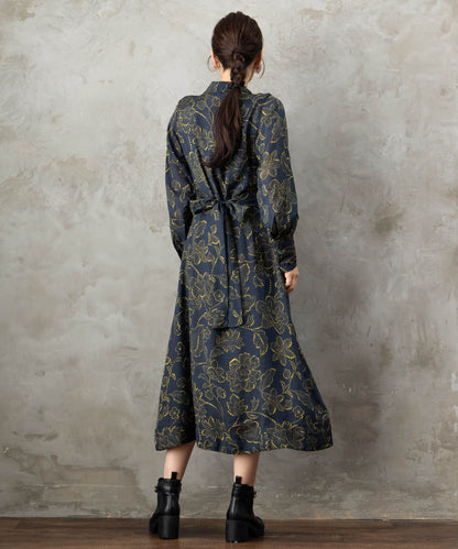 30-6345【WILD PONY】ドットラインフラワーシャツワンピース