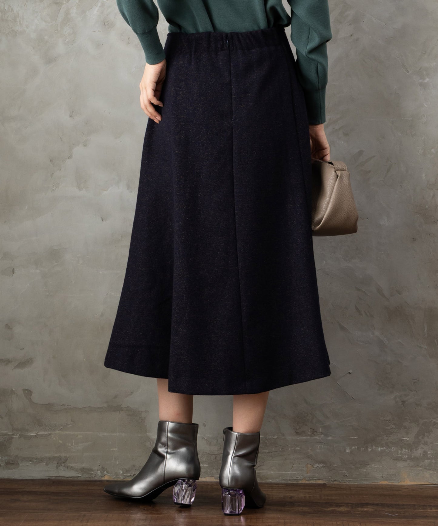 【JETSET SOLO PLUS】ネップツイードボタンデザインスカート