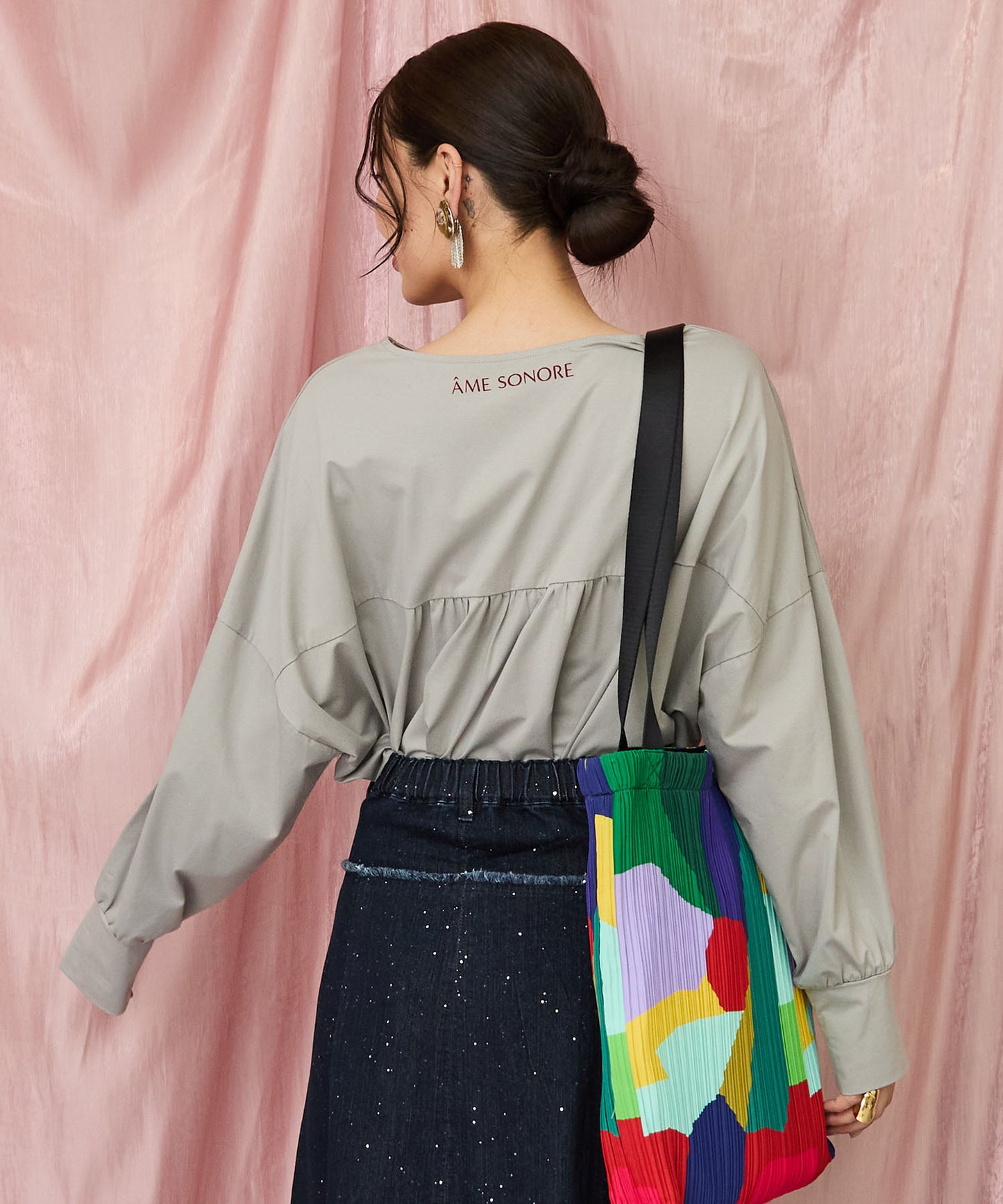 61-5847【FONT LAB】フロッキーロゴシルケットロングTシャツ