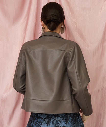 23-5546【FONT LAB】フェイクレザーライダースブルゾン