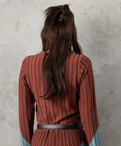 【SKATIE】バイカラーインターシャニット