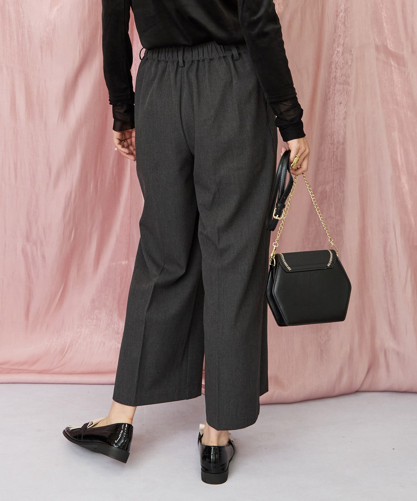 12-1892【JETSET SOLO PLUS】2WAYピーチツイルワイドパンツ