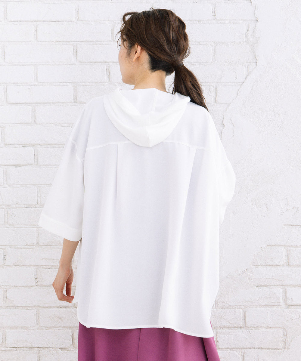 23-5475　【COOL・UV・防シワ】スムースジョーゼットフーディブルゾン【先行予約】