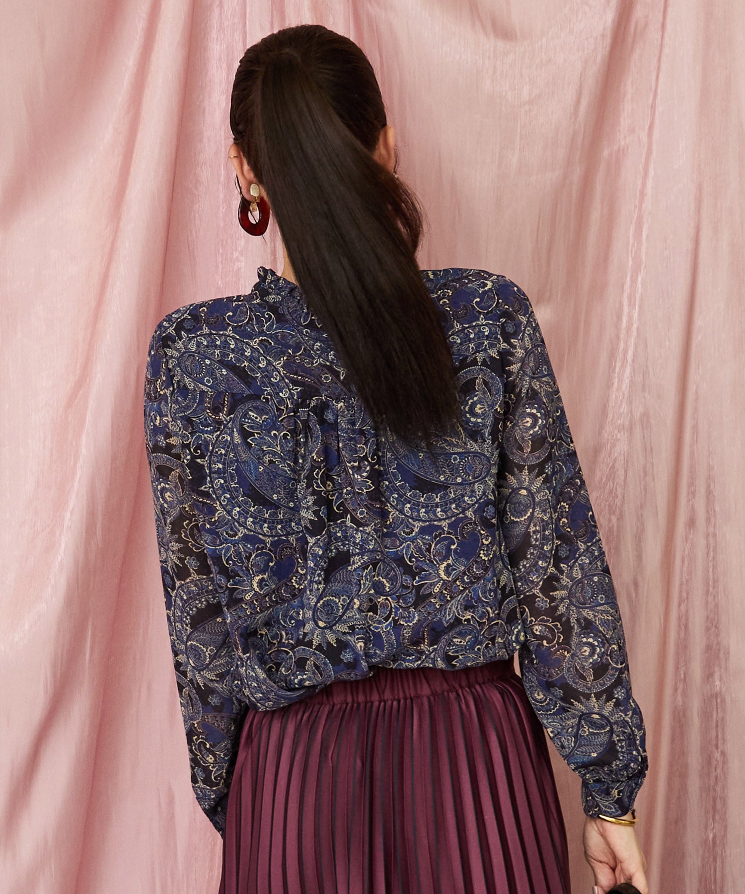 01-5917【ARTLOVE】ペイズリーピンタックブラウス