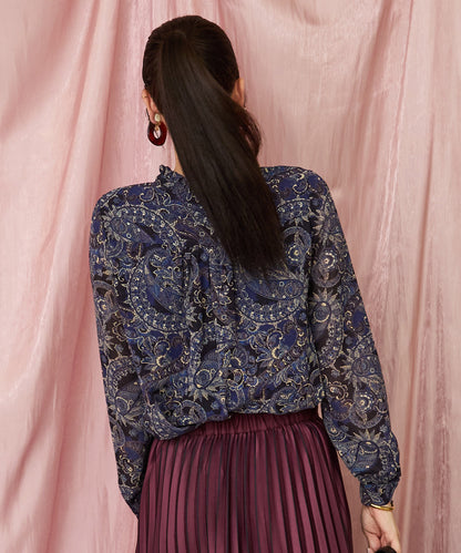 01-5917【ARTLOVE】ペイズリーピンタックブラウス