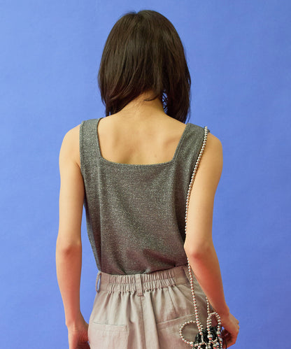 64-5887　【FONT LAB】ラメリブ2WAYタンクトップ