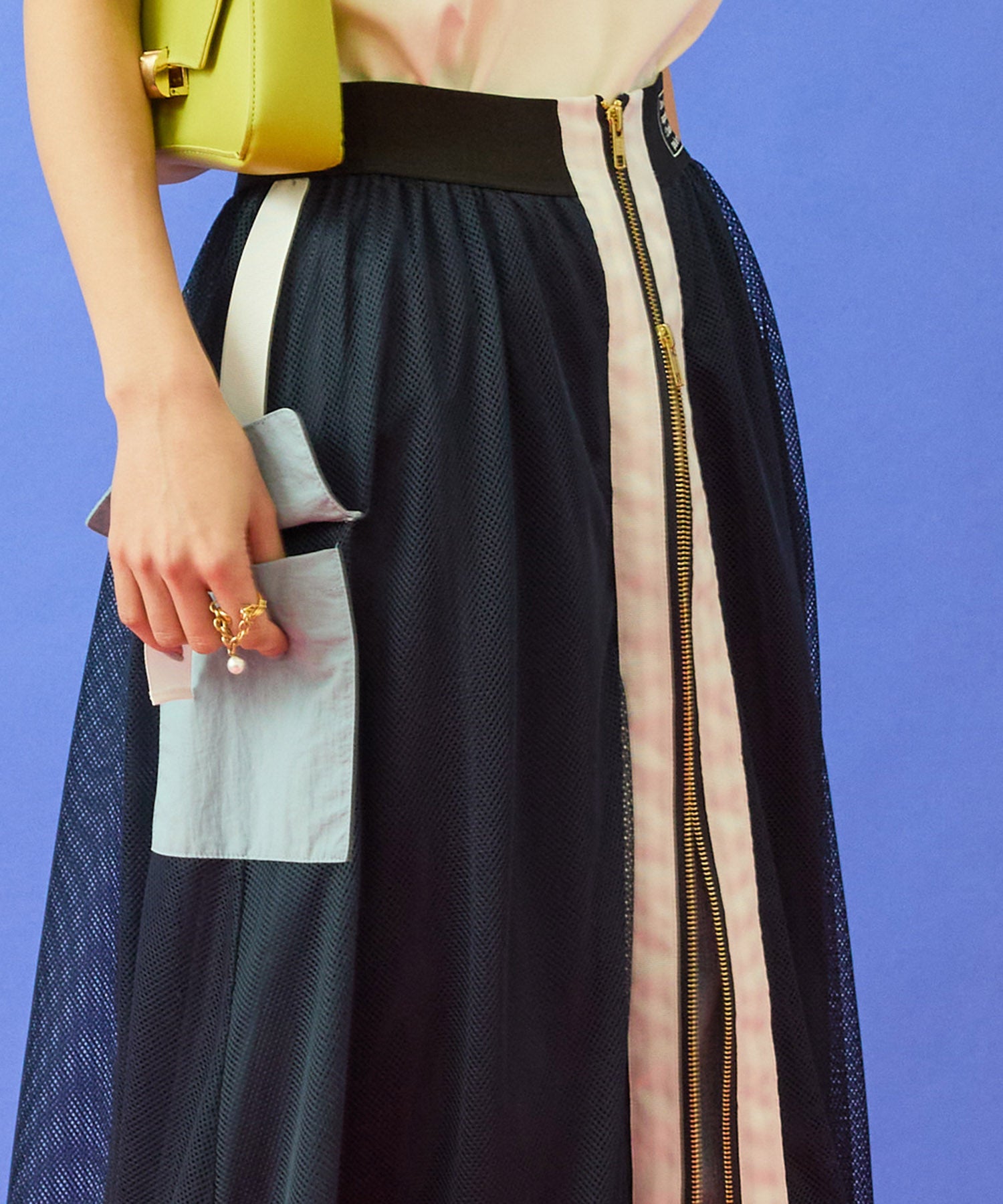 【FONT LAB】フロントZIPメッシュカーゴスカート