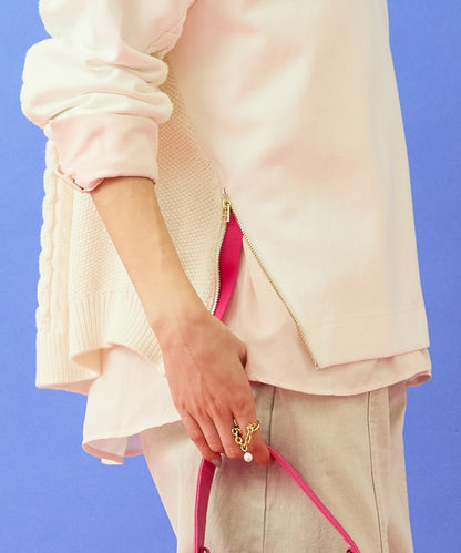 【FONT LAB】ケーブルコンビZIPデザインスウェット