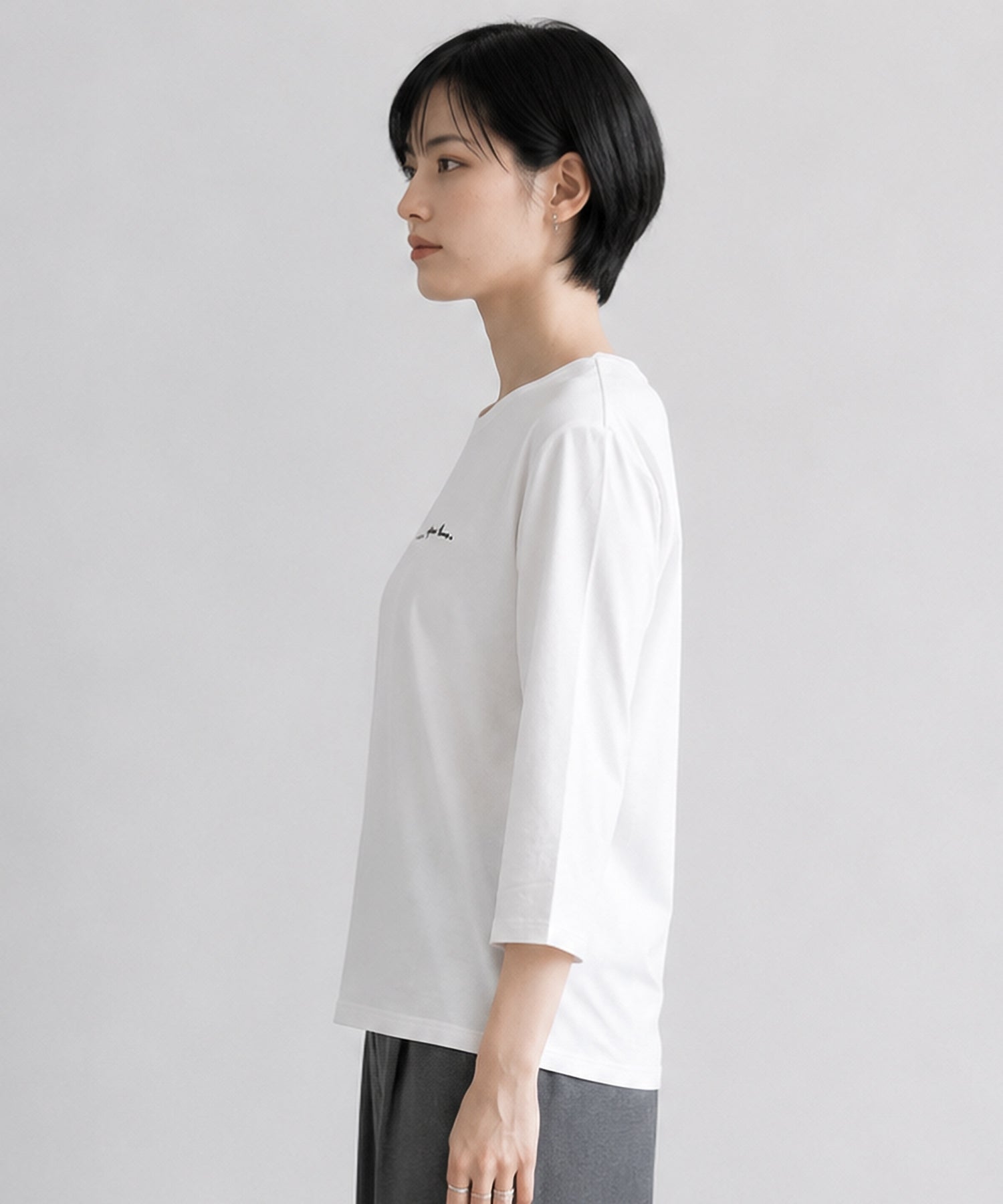 【FONT LAB】クリア天竺フロッキーロゴ７分袖Tシャツ