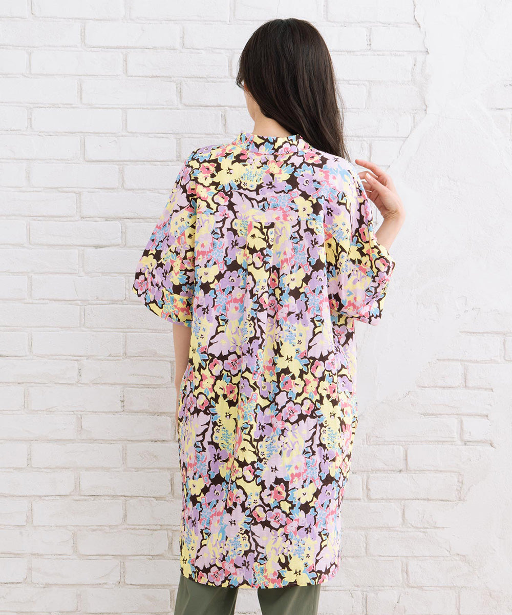 CKS ボタニカルコントラストプリントシャツワンピース