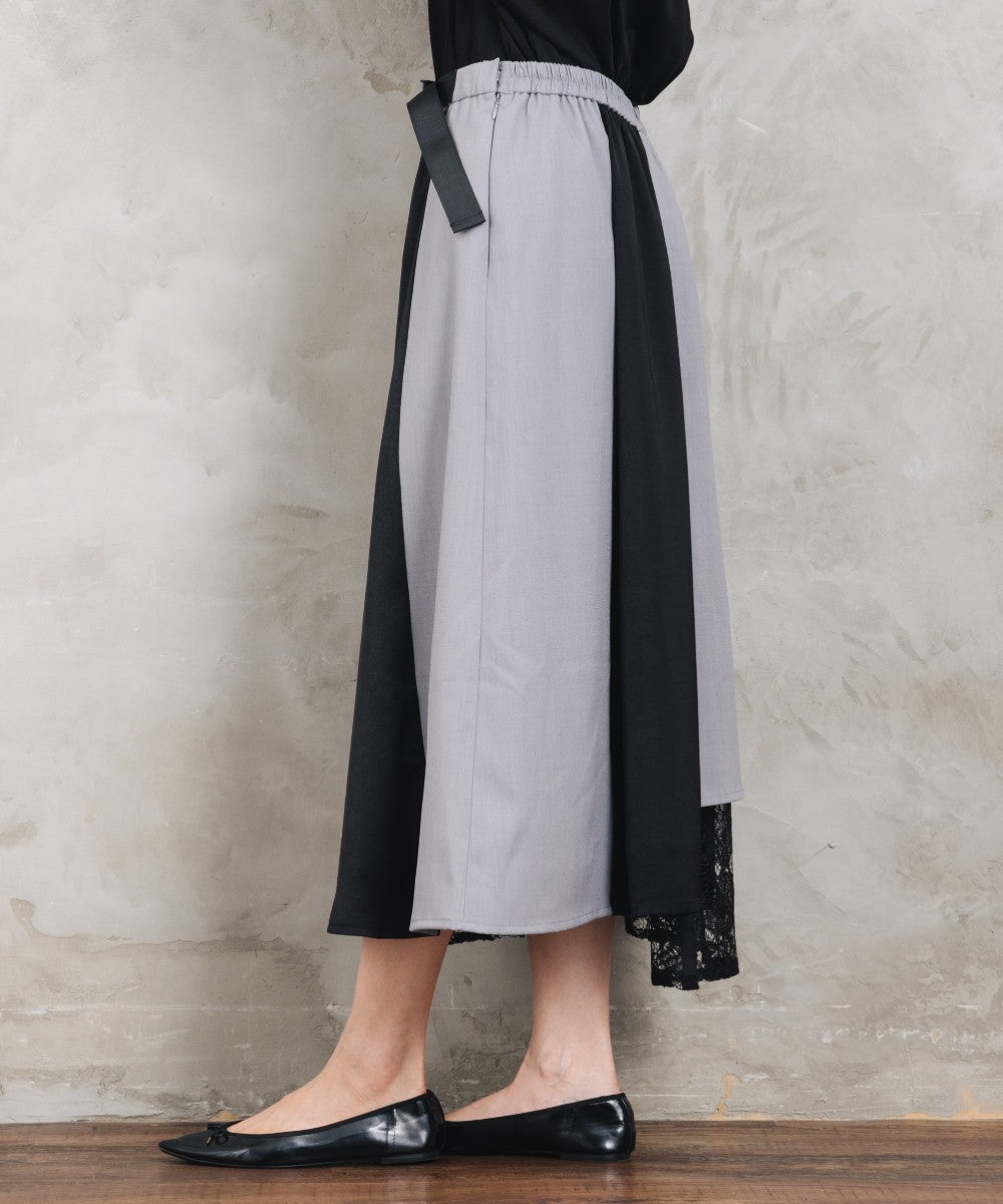 BLANC basque [Rogique]アシンメトリーラップ風レースドッキングスカート