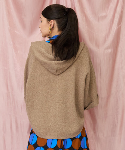 23-5230【FONT LAB】Wジャガードポンチョフーディコーディガン