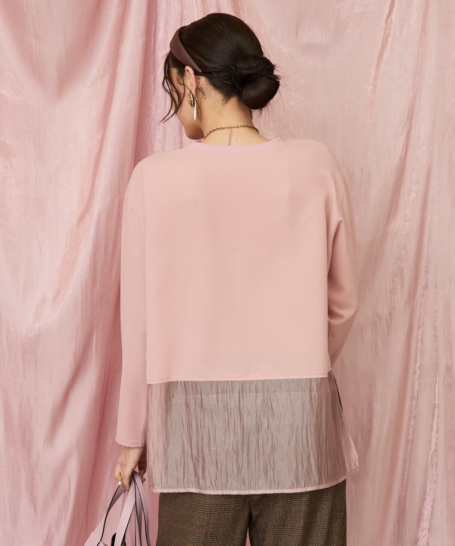 01-1342【JETSET SOLO PLUS】2WAYジョーゼットオーガンジーコンビブラウス