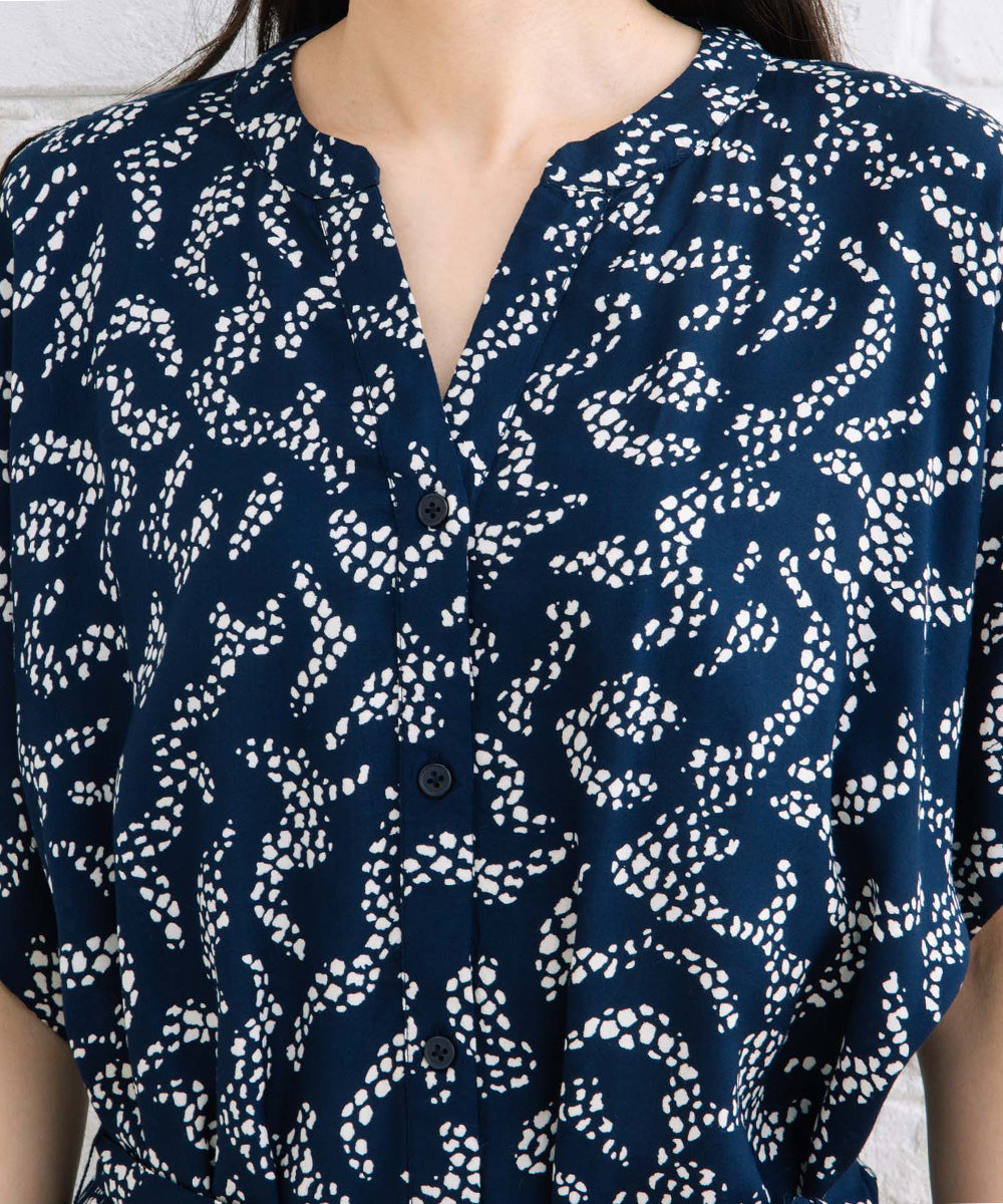 KAFFE レースプリントワンピース