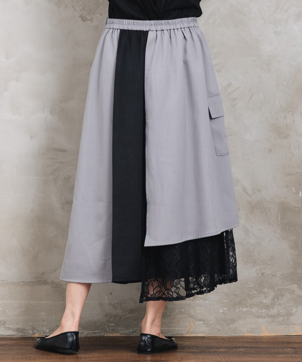BLANC basque [Rogique]アシンメトリーラップ風レースドッキングスカート