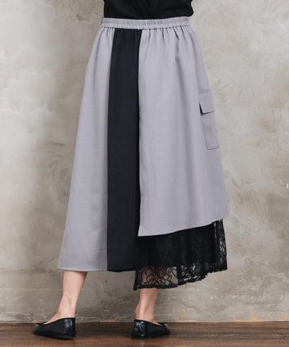 BLANC basque [Rogique]アシンメトリーラップ風レースドッキングスカート【先行予約】