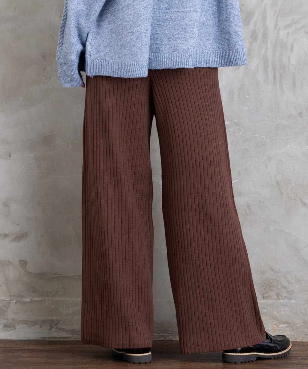 FONTLAB リブニットセミワイドパンツ
